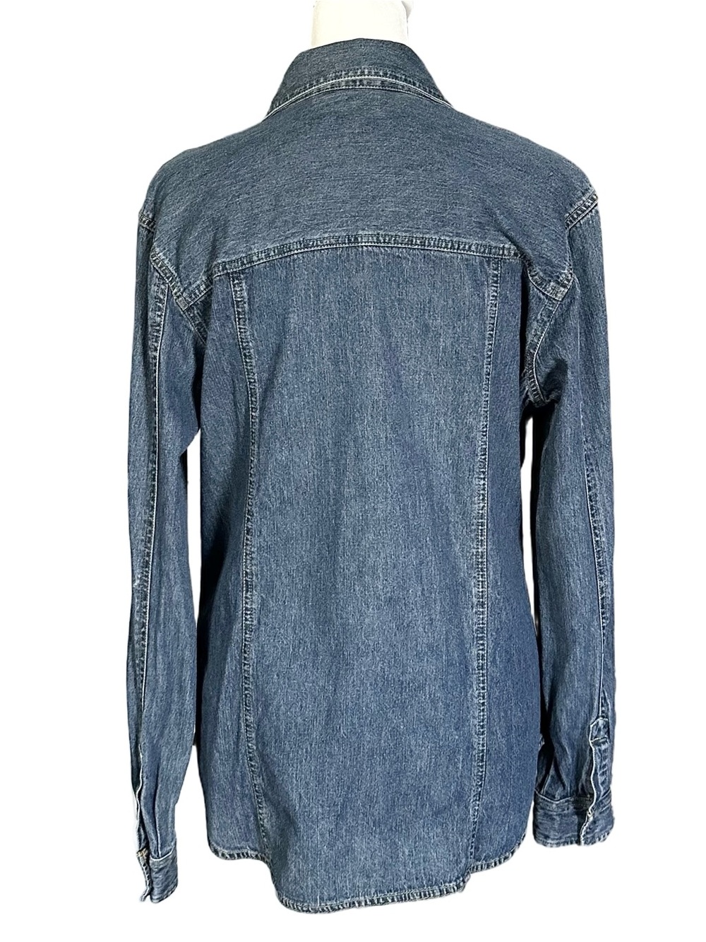 Van Heusen 100% Cotton Classic Denim Fitted Collared Shirt Medium - Picture 2 of 10